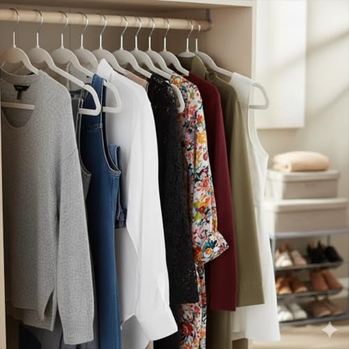 Gluman Stainless Steel Clothes Hanger Space Saving Hanger Wardrobe Storage Organizer Wide Plastic & Anti Rust Hooks |Multipurpose Hanger Organizer (Pack of 10) White - Image 3
