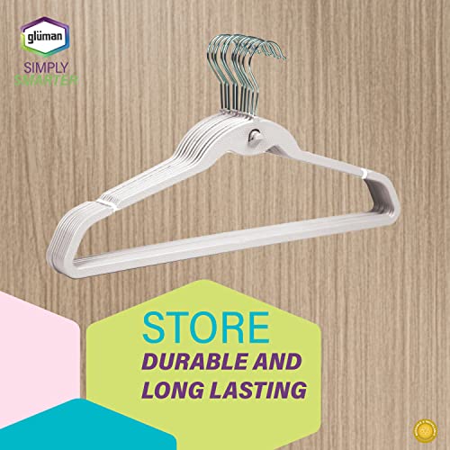 Gluman Stainless Steel Clothes Hanger Space Saving Hanger Wardrobe Storage Organizer Wide Plastic & Anti Rust Hooks |Multipurpose Hanger Organizer (Pack of 10) White - Image 5
