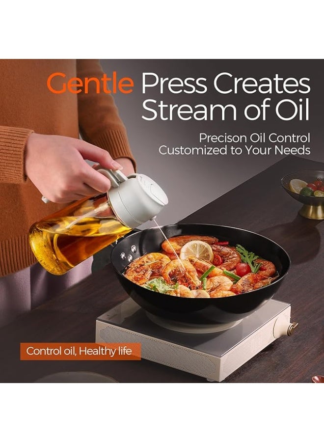 بخاخ زيت للطهي، زجاجة موزع زيت زيتون 2 في 1 للمطبخ، زجاجة زيت زجاجية سعة 17 أونصة/500 مل مع فوهة ممتازة، بخاخ زيت آمن غذائيًا للقلاية الهوائية والسلطة والقلي والشواء (أبيض) - Image 5