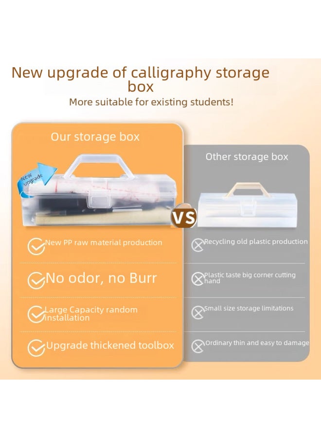 Q.H Art Large And Small Plastic Portable Student Calligraphy Tool Box Four Treasures Of Study Tool Box Brush Brush Storage Box - Image 4
