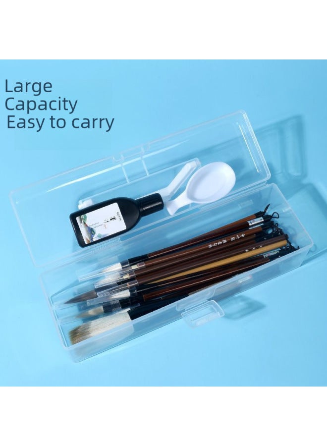 Q.H Art Large And Small Plastic Portable Student Calligraphy Tool Box Four Treasures Of Study Tool Box Brush Brush Storage Box - Image 3