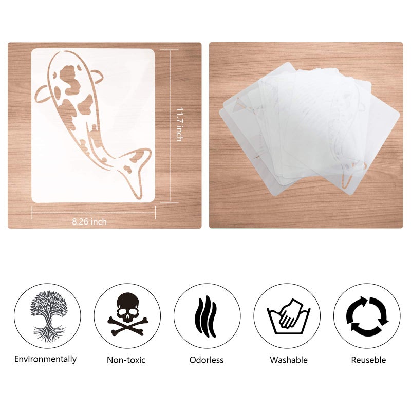 Angoo Animal Stencils for Panting-Fish Stencils,8 Pack - Image 2