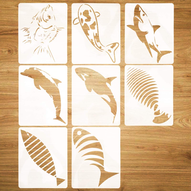 Angoo Animal Stencils for Panting-Fish Stencils,8 Pack - Image 1