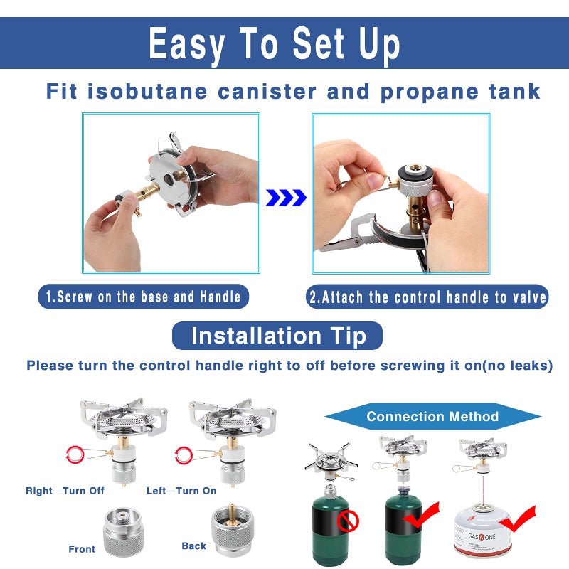 Caudblor Camping Stove with Butane Adapter - Lightweight Backpacking Stove for Hiking & Travel - Image 4