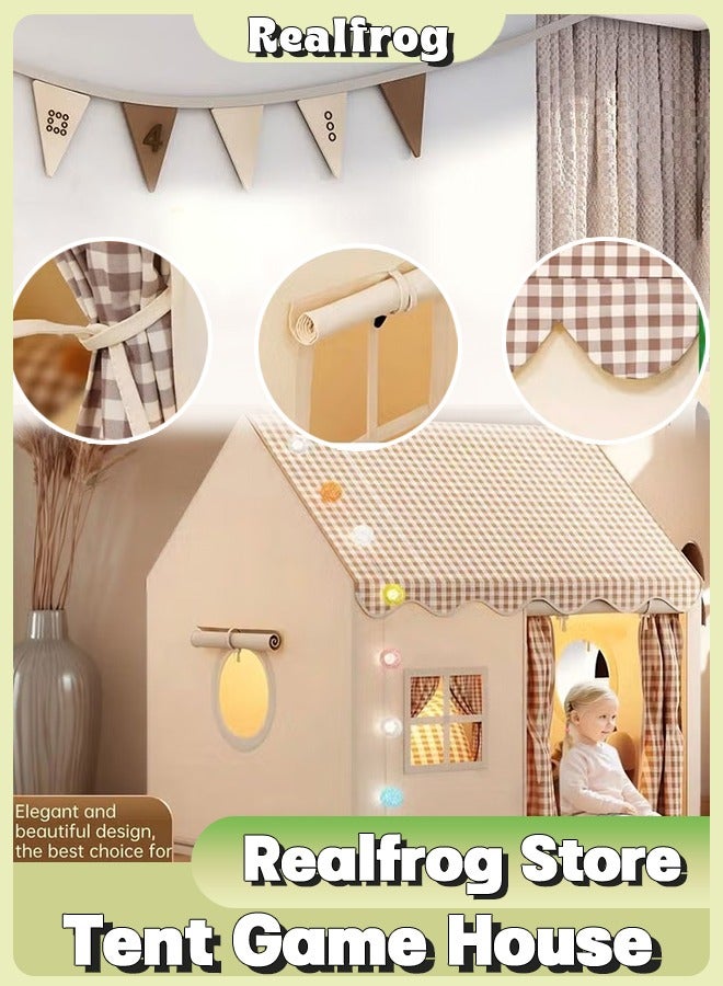 Realfrog Kids Tent Kids Play Tent House Toddler Indoor Outdoor Play House Tent Washable Foldable with LED Ball Light Banner Windows Reading Corner Activity Center Toys for Boys Girls Gifts For Kids 3+ Years - Image 5