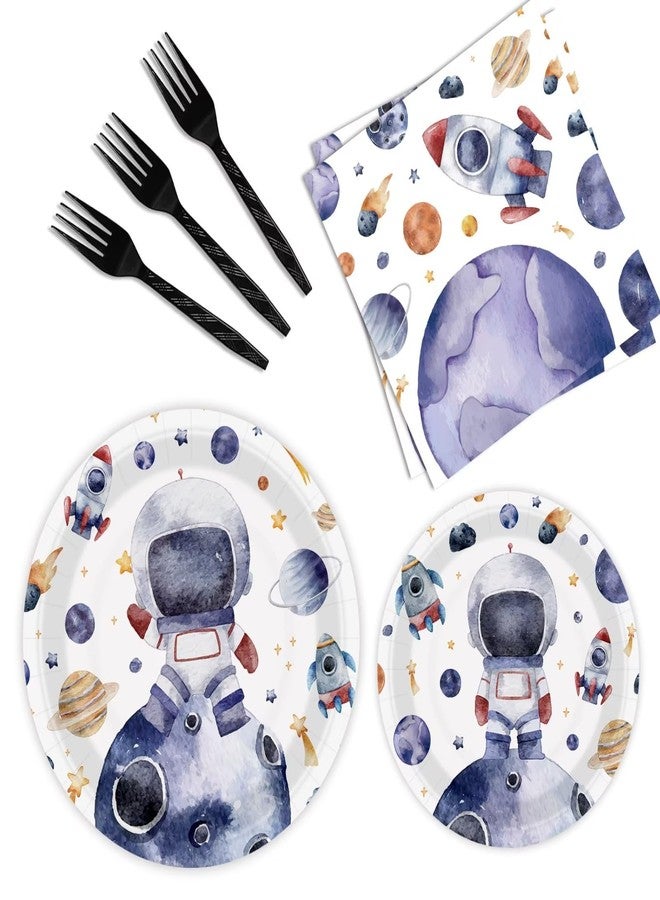 BQK 96 Pcs Space Plates and Napkins Party Supplies - Decorations and Themed Favors - Image 1