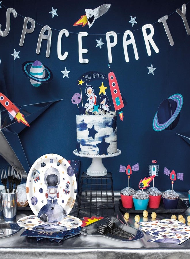 BQK 96 Pcs Space Plates and Napkins Party Supplies - Decorations and Themed Favors - Image 3