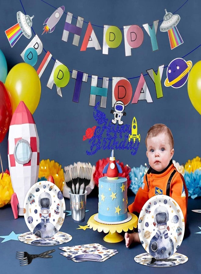 BQK 96 Pcs Space Plates and Napkins Party Supplies - Decorations and Themed Favors - Image 5