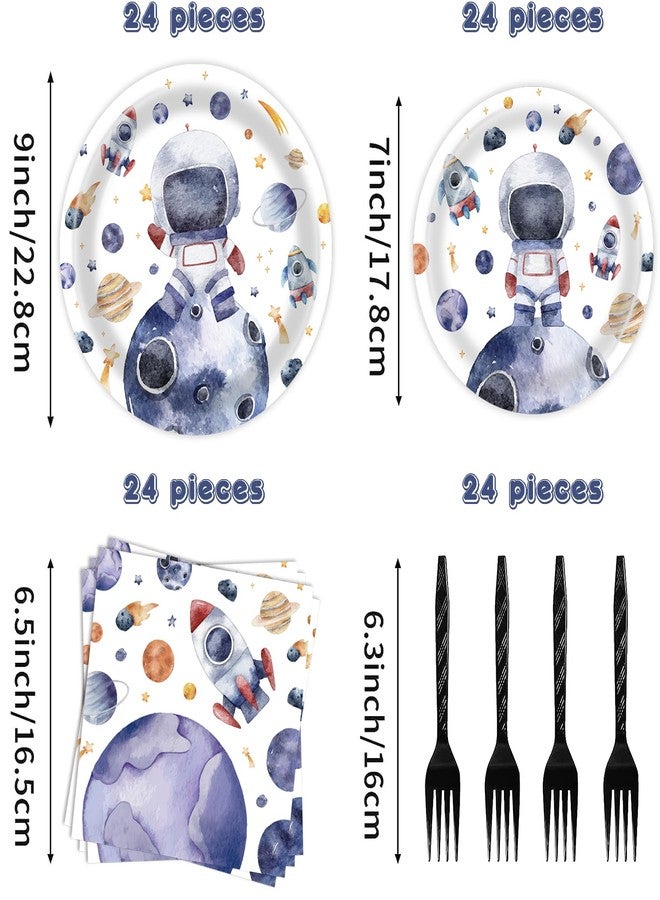 BQK 96 Pcs Space Plates and Napkins Party Supplies - Decorations and Themed Favors - Image 2