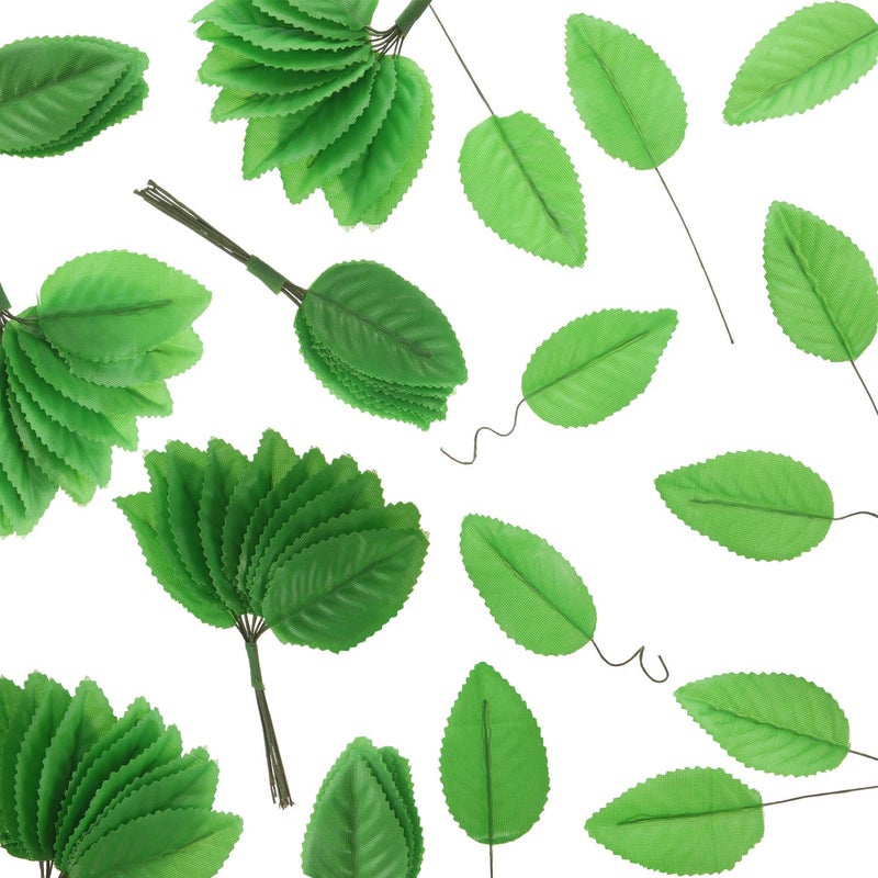 BOAO بوآو 200 قطعة أوراق خضراء صناعية من الحرير بالجملة أوراق زهور مزيفة لأعمال الحرف اليدوية أوراق قماشية للزهور لتزيين حفلات الزفاف وباقات الزهور وإكليل الزهور وتزيين الحفلات