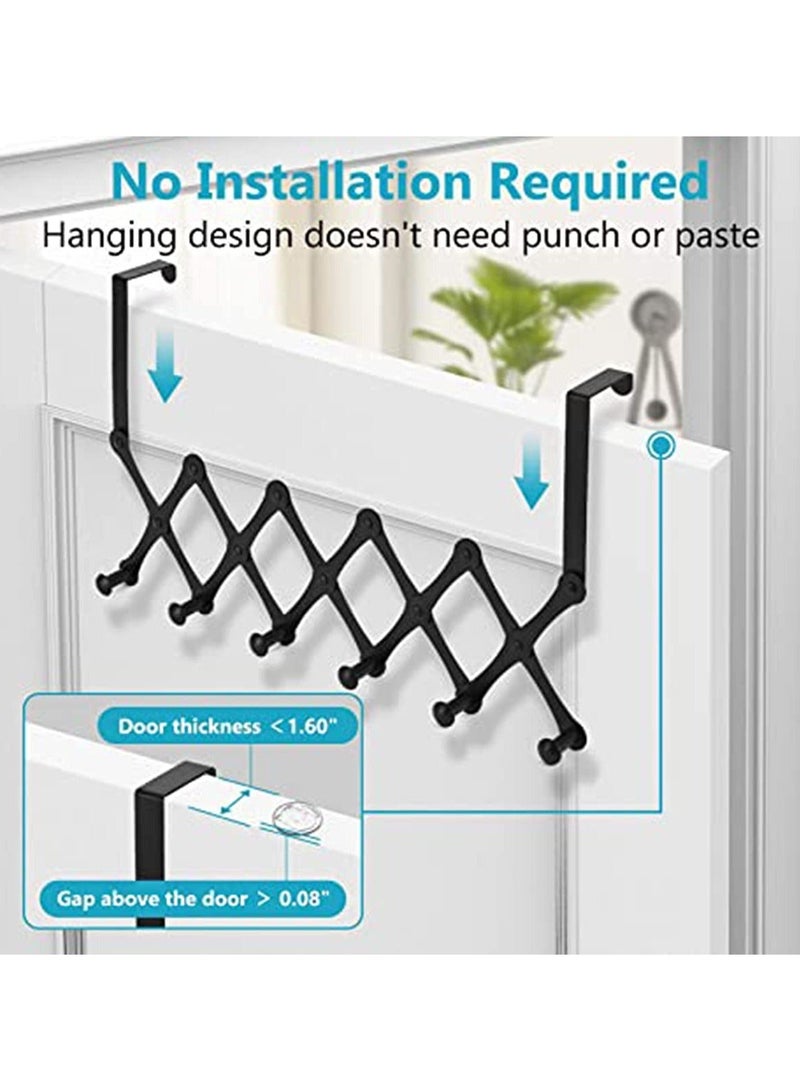 Over The Door Hooks Door Hanger - Door Coat Rack Closet Organizer Door Towel Racks for Bathroom Door Clothes Hanger Bedroom Door Rack Kitchen Door Hooks for Hanging Purse Belt Bag Hat, Black - Image 2