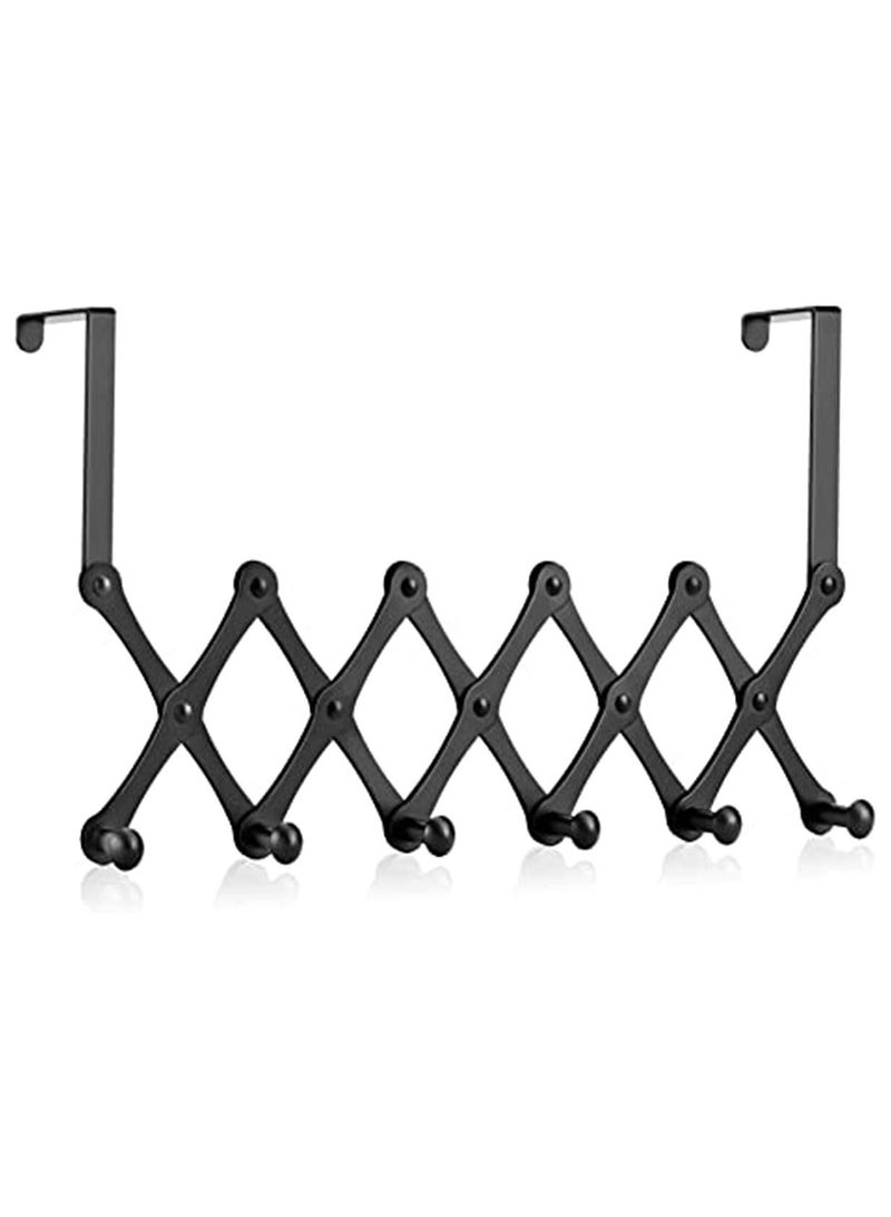 Over The Door Hooks Door Hanger - Door Coat Rack Closet Organizer Door Towel Racks for Bathroom Door Clothes Hanger Bedroom Door Rack Kitchen Door Hooks for Hanging Purse Belt Bag Hat, Black - Image 1