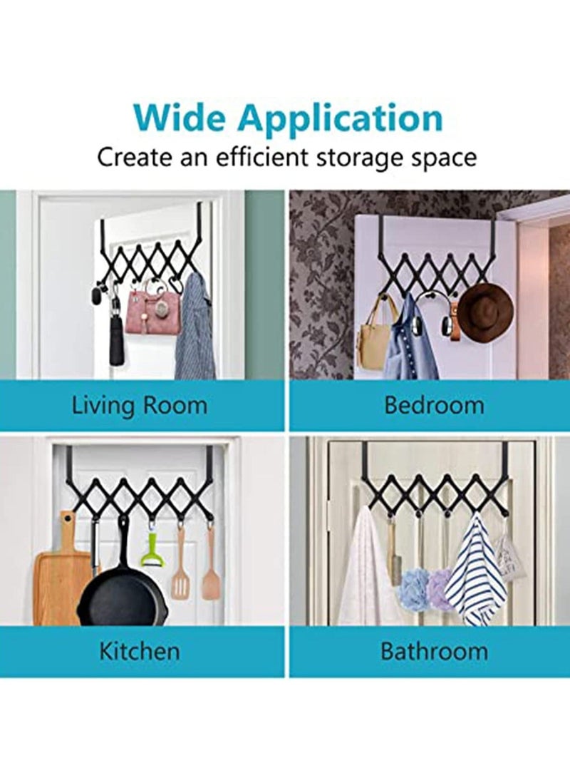 Over The Door Hooks Door Hanger - Door Coat Rack Closet Organizer Door Towel Racks for Bathroom Door Clothes Hanger Bedroom Door Rack Kitchen Door Hooks for Hanging Purse Belt Bag Hat, Black - Image 4