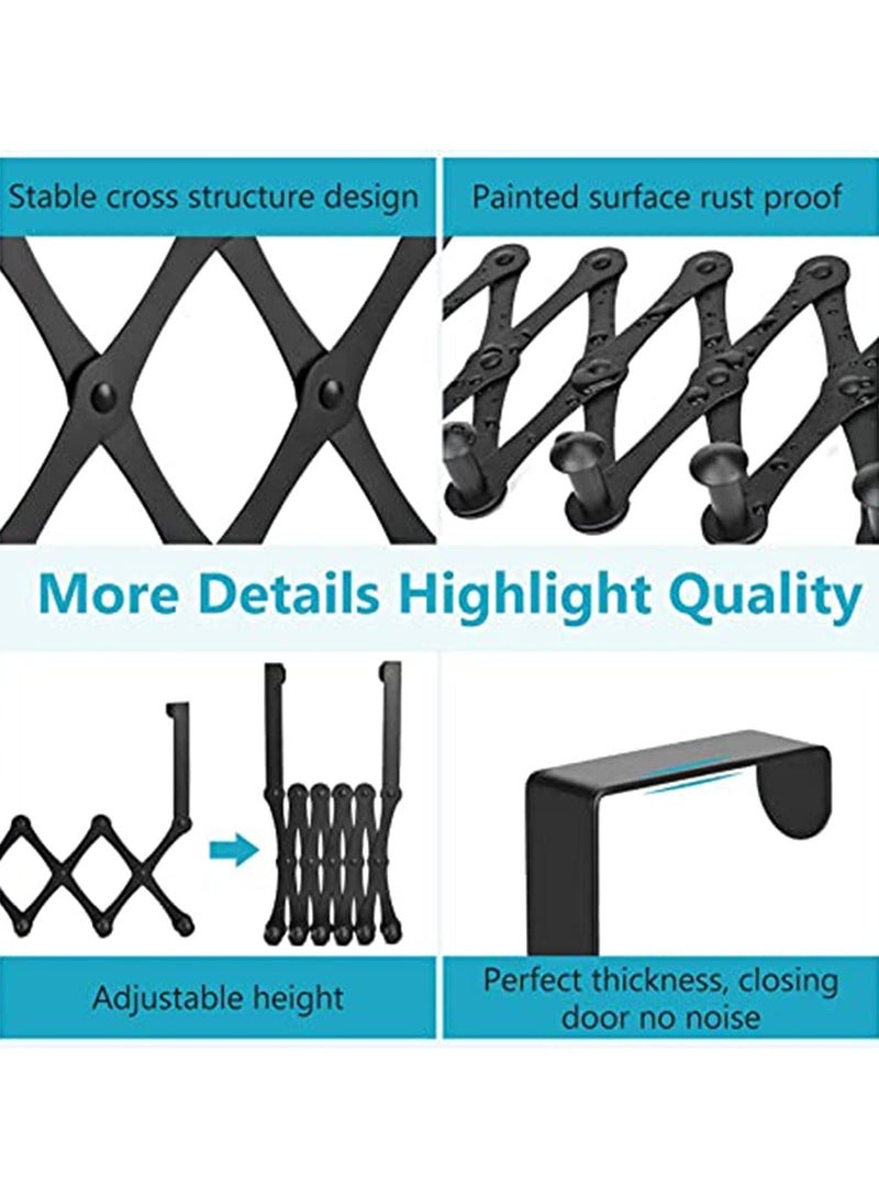 Over The Door Hooks Door Hanger - Door Coat Rack Closet Organizer Door Towel Racks for Bathroom Door Clothes Hanger Bedroom Door Rack Kitchen Door Hooks for Hanging Purse Belt Bag Hat, Black - Image 5