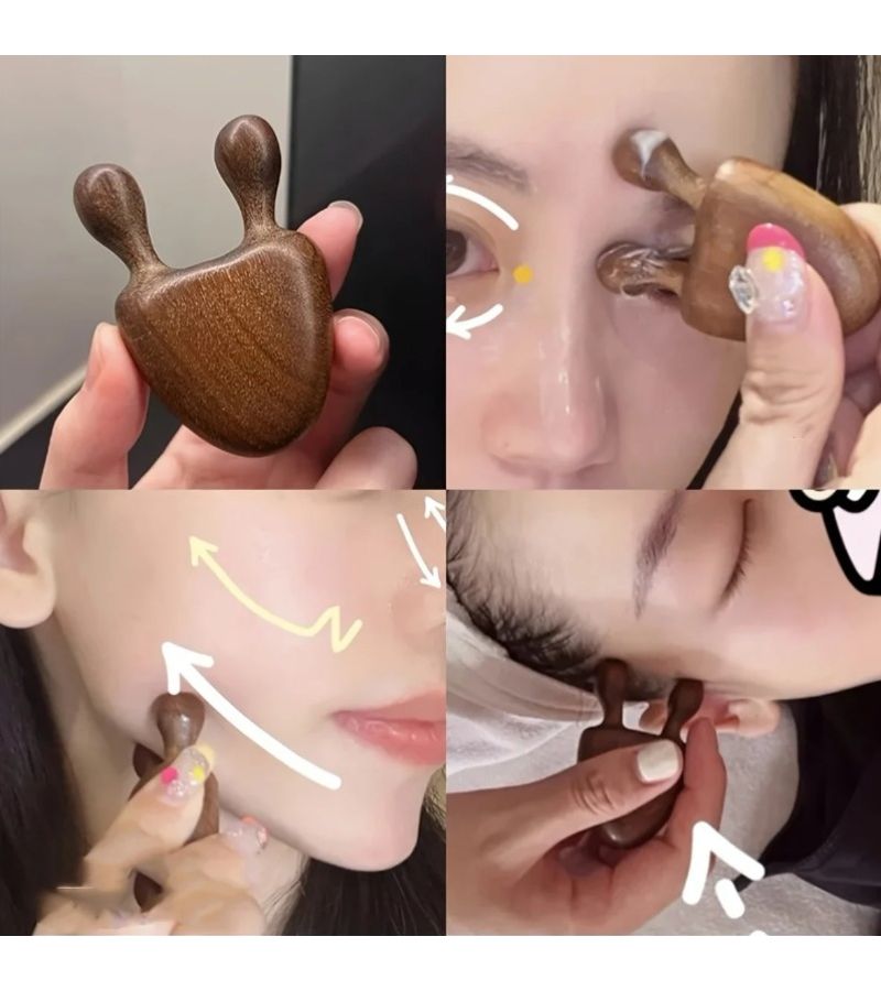 Brown Sandalwood Nasal Wing Face Massager For Meridian Relaxation - Image 1