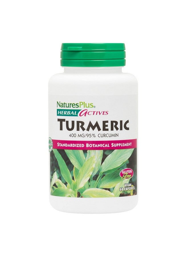 NaturesPlus Natures Plus Herbal Actives Turmeric - 400 mg, 95% Curcumin, 60 Vegan Capsules - Vegetarian, Gluten-Free - 60 Servings - Image 1