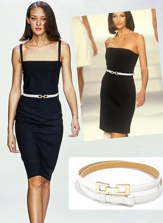 حزام رفيع من جلد البولي يوريثان، حزام عصري ومتعدد الاستخدامات، فستان نسائي مزخرف، تصميم بسيط مع سترة، حزام صغير، حزام نسائي ضيق بإبزيم ذهبي لفستان - Image 4