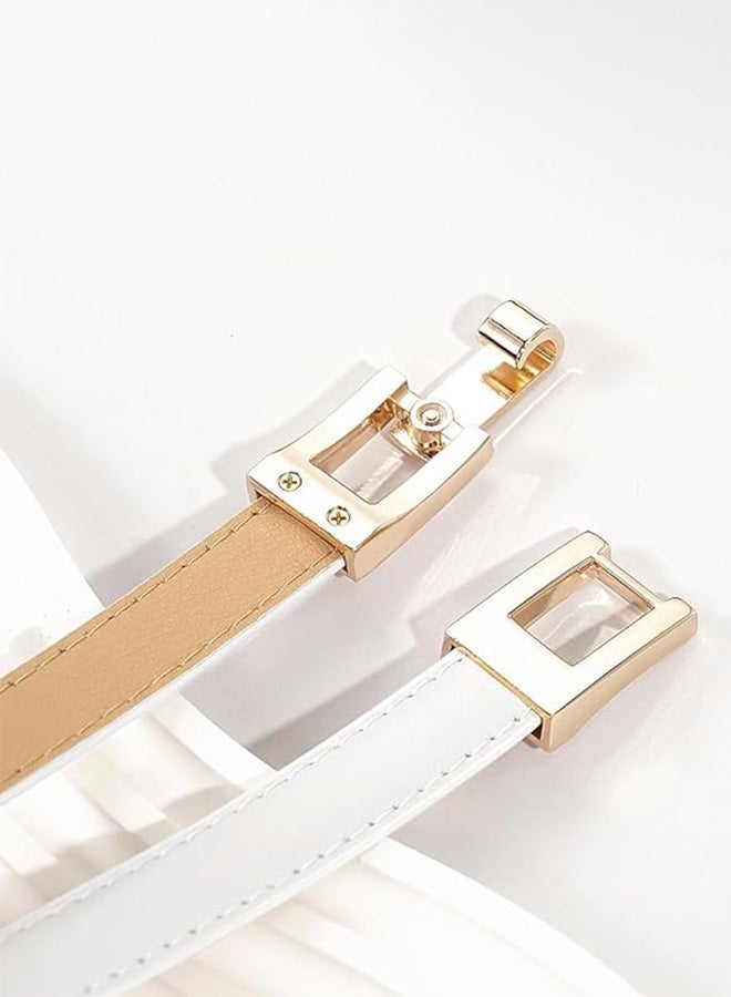 حزام رفيع من جلد البولي يوريثان، حزام عصري ومتعدد الاستخدامات، فستان نسائي مزخرف، تصميم بسيط مع سترة، حزام صغير، حزام نسائي ضيق بإبزيم ذهبي لفستان - Image 3