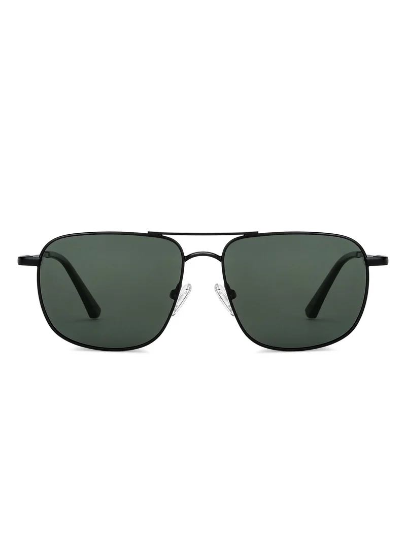 فينسينت تشيس Vincent Chase By Lenskart | Black Green Full Rim Square Branded Latest and Stylish Sunglasses | Polarized and 100% UV Protected | Men & Women | Small | VC S13115