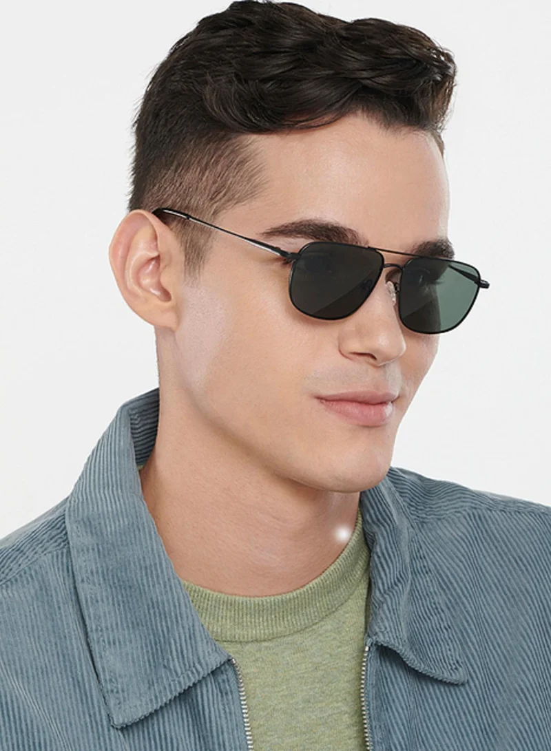 VINCENT CHASE Vincent Chase By Lenskart | Black Green Full Rim Square Branded Latest and Stylish Sunglasses | Polarized and 100% UV Protected | Men & Women | Small | VC S13115
