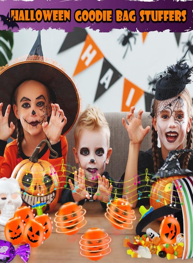 Leetous Halloween Treats Non Candy for Kids 6 Pack, Wind Up Pumpkin Spinning Tops Toys Gifts for Toddlers, Halloween Boo Basket Bucket Goodie Bag Stuffer School Party Favors Prizes Trinket for Boys Girls - Image 3