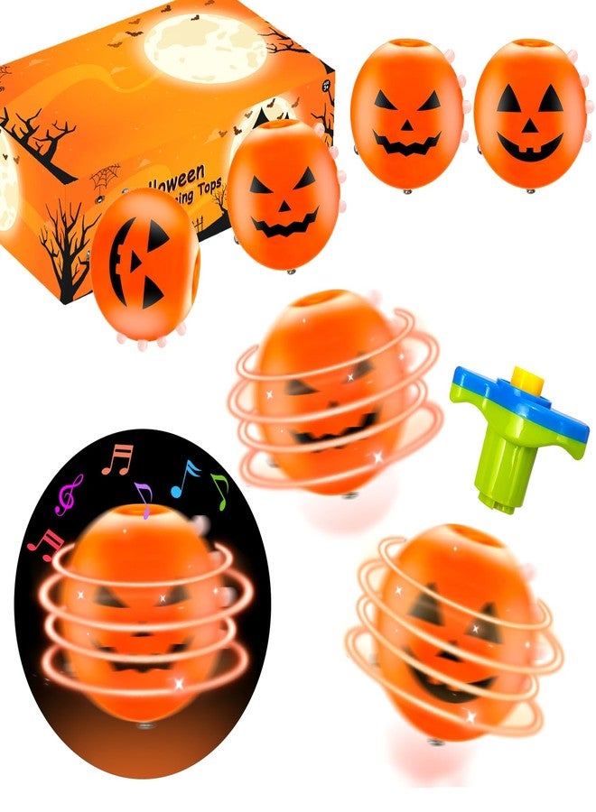 Leetous Halloween Treats Non Candy for Kids 6 Pack, Wind Up Pumpkin Spinning Tops Toys Gifts for Toddlers, Halloween Boo Basket Bucket Goodie Bag Stuffer School Party Favors Prizes Trinket for Boys Girls - Image 1