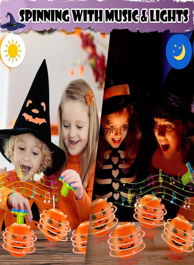 Leetous Halloween Treats Non Candy for Kids 6 Pack, Wind Up Pumpkin Spinning Tops Toys Gifts for Toddlers, Halloween Boo Basket Bucket Goodie Bag Stuffer School Party Favors Prizes Trinket for Boys Girls - Image 2