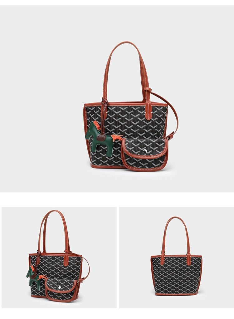 Printed Shopper Small Tote Brown Pendants Random - Image 3