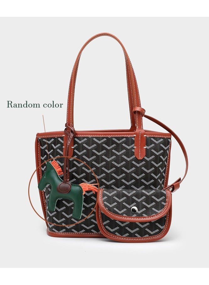 Printed Shopper Small Tote Brown Pendants Random - Image 1