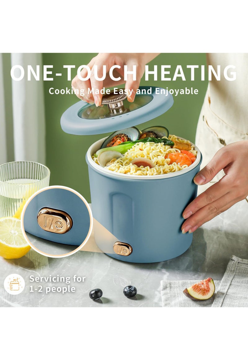 Excefore - Hot Pot Electric, 1L Mini Ramen Cooker, Rapid Noodles Cooker, Multifunctional Electric Pot for Cooking Pasta, Egg, Soup, Portable Pot with Over Heating Protection for Dorm, Office, Travel - Image 1