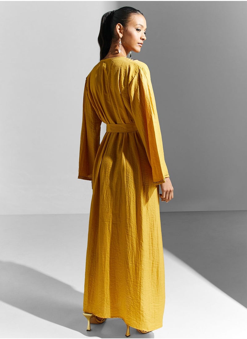 hayas closet - Embellished Belted Jalabiya - Image 1