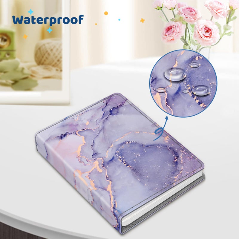 Fintie Fintie Photo Album 5x7 Photos - 52 Photos Small Mini Capacity Premium Vegan Leather Cover Photo Book  Portable Wallet Photo Album for Wedding Family Boys Girls Art Work  Lilac Marble - Image 5