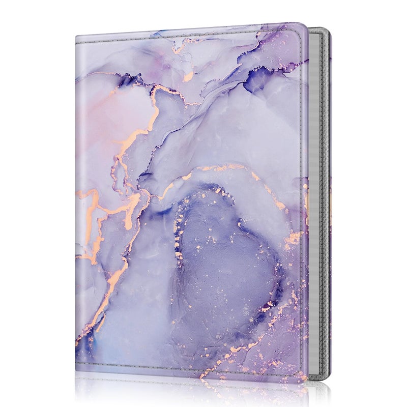 Fintie Fintie Photo Album 5x7 Photos - 52 Photos Small Mini Capacity Premium Vegan Leather Cover Photo Book  Portable Wallet Photo Album for Wedding Family Boys Girls Art Work  Lilac Marble - Image 1