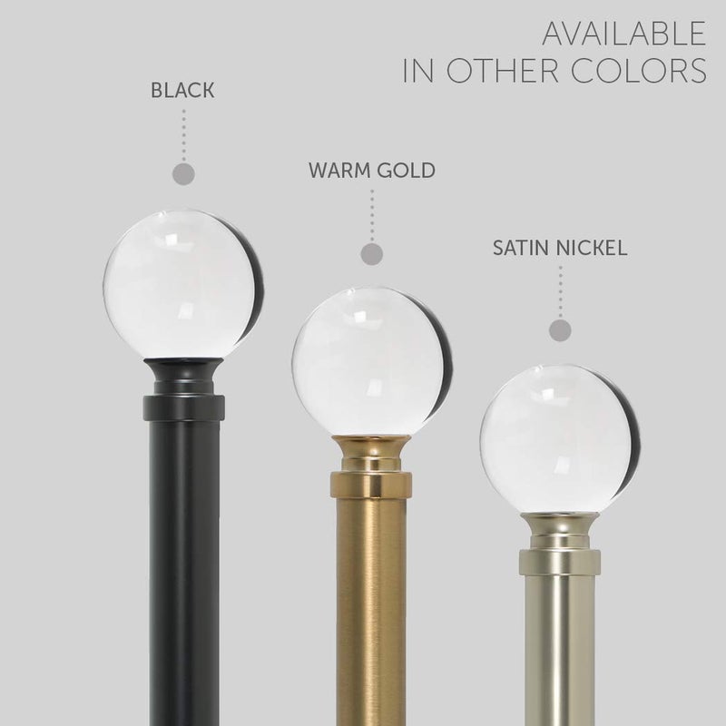 Ivilon Drapery Treatment Window Curtain Rod - Acrylic Ball 1 inch Pole. 48 to 86 Inch. Warm Gold - Image 2