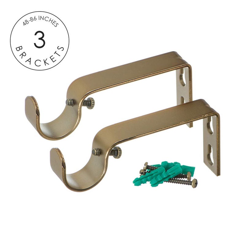 Ivilon Drapery Treatment Window Curtain Rod - Acrylic Ball 1 inch Pole. 48 to 86 Inch. Warm Gold - Image 1