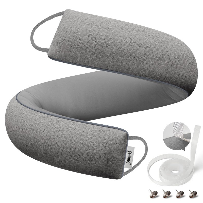 fowong Door Draft Stopper 30 Inch Weighted Under Door Noise Stopper Soundproofing Draft Guard Wind Blocker with Hook Tapes for Easy Install Grey