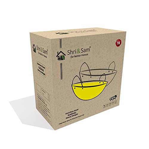 Shri & Sam Stainless Steel Heavy Weight Hammered Kadhai, 2.5 mm,24 cm, 1.3 Kg, 2.1 Litre - Image 5