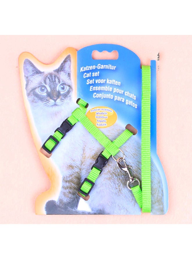 NIBEMINENT Adjustable Pet Cat Nylon Collar Lead Leash Harness Belt Green 8.66x0.79x6.89inch - Image 3