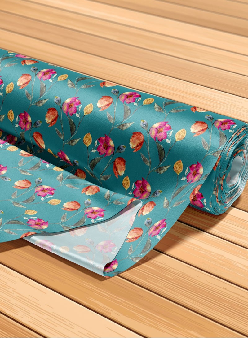 فيلاتو Ø¬Ù„Ø§Ø¨ÙŠØ© Ù…Ø®ÙˆÙŠØ± Ù…Ù† Ù‚Ù…Ø§Ø´ Ø­Ø±ÙŠØ± Ø§Ù„Ù„ÙŠÙ„ Ø¹Ø±Ø§Ù…Ù†ÙŠ Ø¨Ø§Ù„ÙŠØ§Ø±Ø¯Ø©ØŒ Ù†Ù‚Ø´Ø© Ø²Ù‡ÙˆØ± ÙˆØ±Ø¯ÙŠØ© Ø²Ø±Ù‚Ø§Ø¡ØŒ Ø®ÙŠØ§Ø·Ø© 58 Ø¨ÙˆØµØ© Ø¹Ø±Ø¶ - Image 5