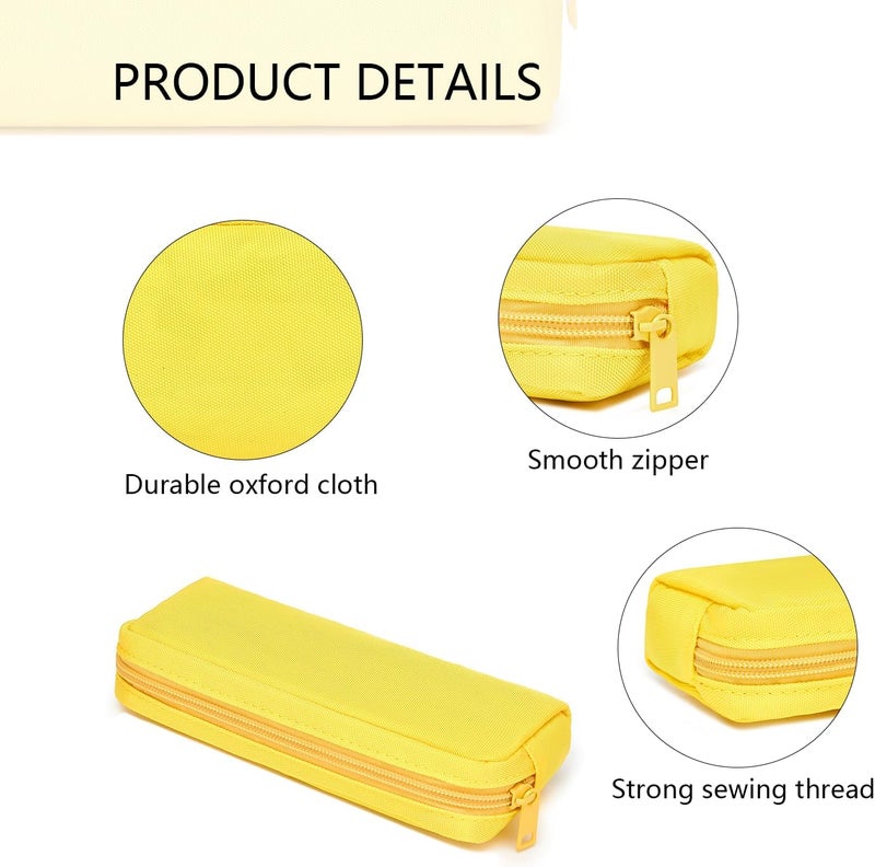 YONBEN Multi Color Zipper Pencil Pouch Pen Bag Canvas Pencil Case Stationary Bag (Yellow) - Image 4