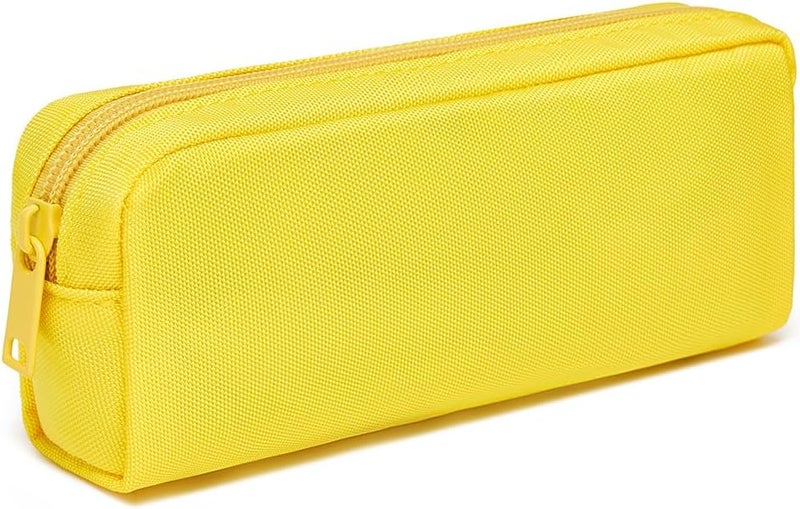 YONBEN Multi Color Zipper Pencil Pouch Pen Bag Canvas Pencil Case Stationary Bag (Yellow) - Image 1