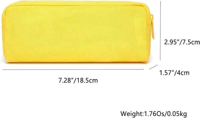 YONBEN Multi Color Zipper Pencil Pouch Pen Bag Canvas Pencil Case Stationary Bag (Yellow) - Image 3