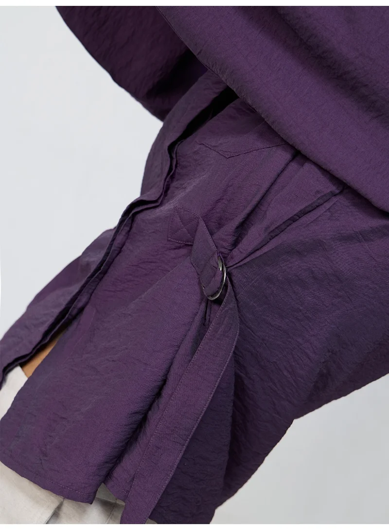 The Souled Store  The Souled Store Buckle Shirt: Berry Women and Girls Full Sleeves Spread Collar Purple Solid Viscose Nylon Relaxed Fit Lightweight Winter-Ready Casual Shirt  | Best Price UAE