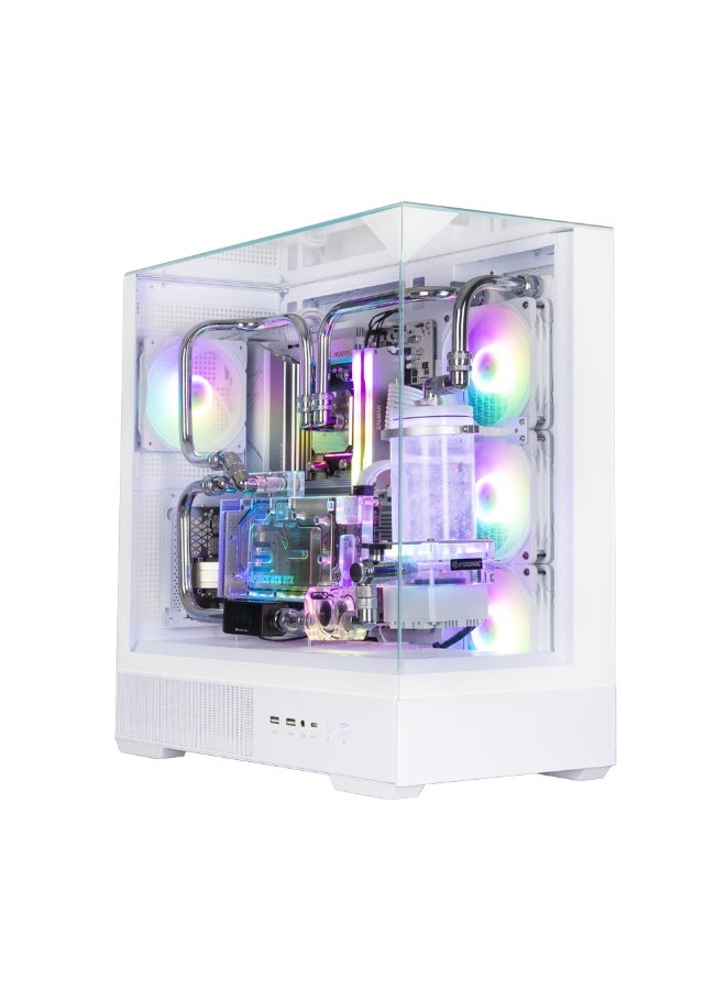 زالمان هيكل كمبيوتر ألعاب بانورامي متوسط الحجم ZALMAN P40 PRISM أبيض ATX مع لوحين زجاجيين مقويين و 4 مراوح ARGB - Image 2