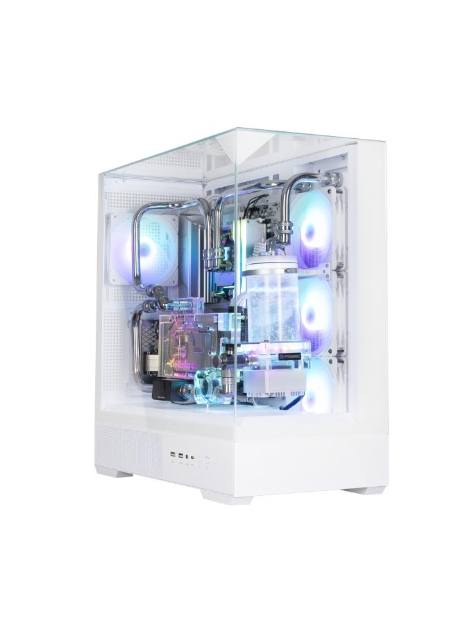 زالمان هيكل كمبيوتر ألعاب بانورامي متوسط الحجم ZALMAN P40 PRISM أبيض ATX مع لوحين زجاجيين مقويين و 4 مراوح ARGB - Image 5