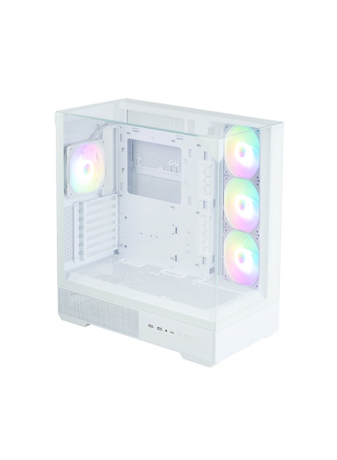 زالمان هيكل كمبيوتر ألعاب بانورامي متوسط الحجم ZALMAN P40 PRISM أبيض ATX مع لوحين زجاجيين مقويين و 4 مراوح ARGB - Image 3