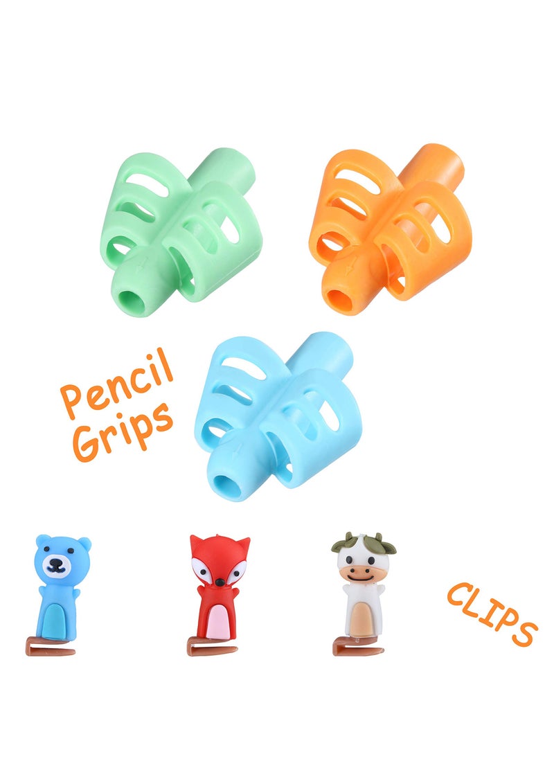 Daytoyz - Pencil Grips for Kids Handwriting, 3 Pack with 3 Clips, Pencil Grips, Pencil Grips for Handwriting, Pencil Grippers for Kids, Pencil Holder for Kids, Pen Grip, Kids Pencil Grips - Image 1
