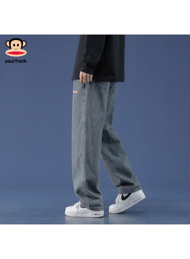 Paul Frank Men's Jeans, Spring American Trendy Casual Straight-leg Pants, Fashionable Versatile Trousers, 3xl, Dark Blue - Image 3