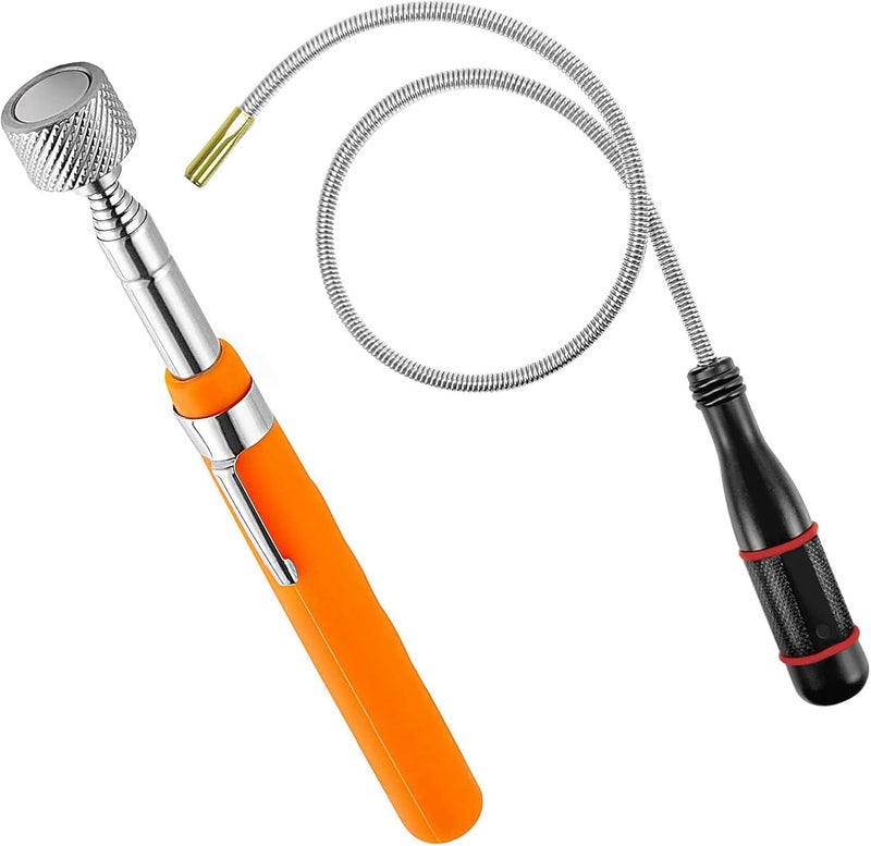 Voleleo 2 Pack Telescoping Magnetic Pick-up Tool Set,28.7in Flexible Bendable Spring Long Magnet,Non-Slip Extendable,23.6in High Quality Retrieving Strong Portable Magnet Sticks with Pocket Clip - Image 1