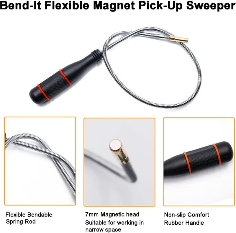 Voleleo 2 Pack Telescoping Magnetic Pick-up Tool Set,28.7in Flexible Bendable Spring Long Magnet,Non-Slip Extendable,23.6in High Quality Retrieving Strong Portable Magnet Sticks with Pocket Clip - Image 4